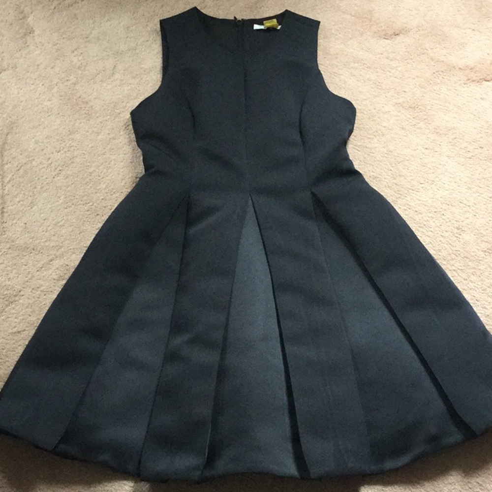 Halston Heritage pleated satin twill mini dress.